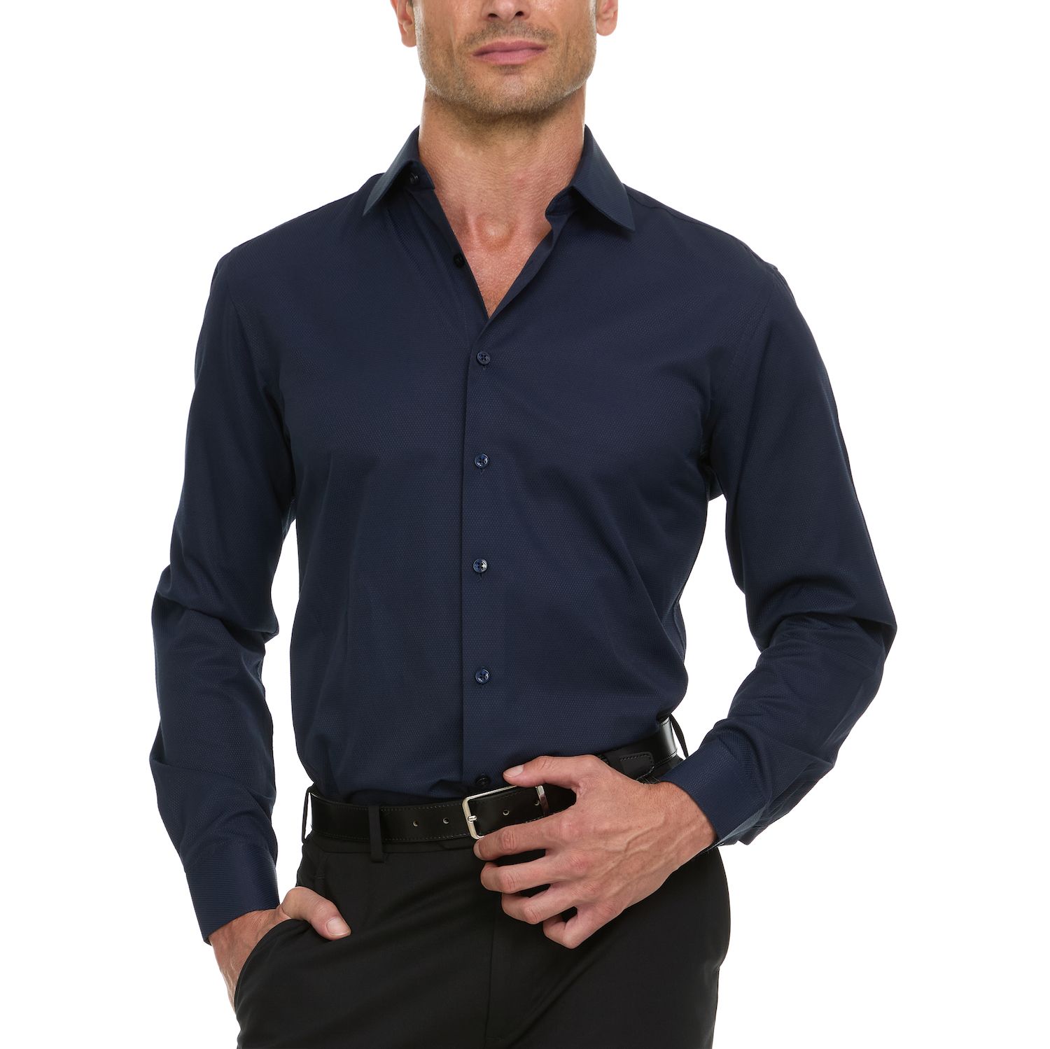 Men's Ben Sherman Slim-Fit Dress Shirt - Navy Teardrop Dobby (XL-34/35)