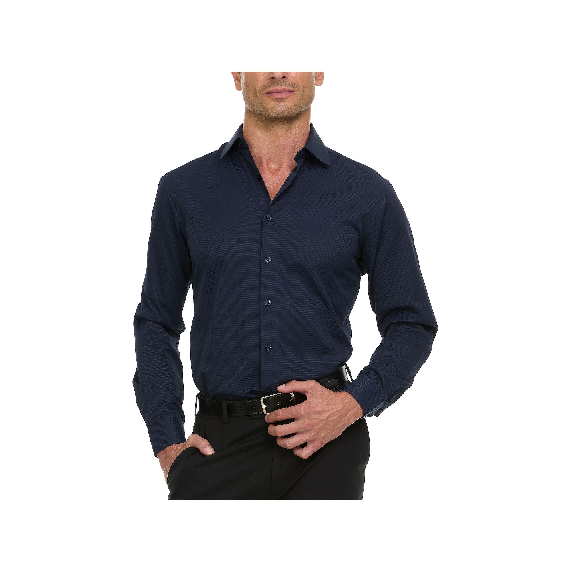 Mens Ben Sherman Slim-Fit Dress Shirt, Size: XL-34/35, Blue Teardrop Dobby