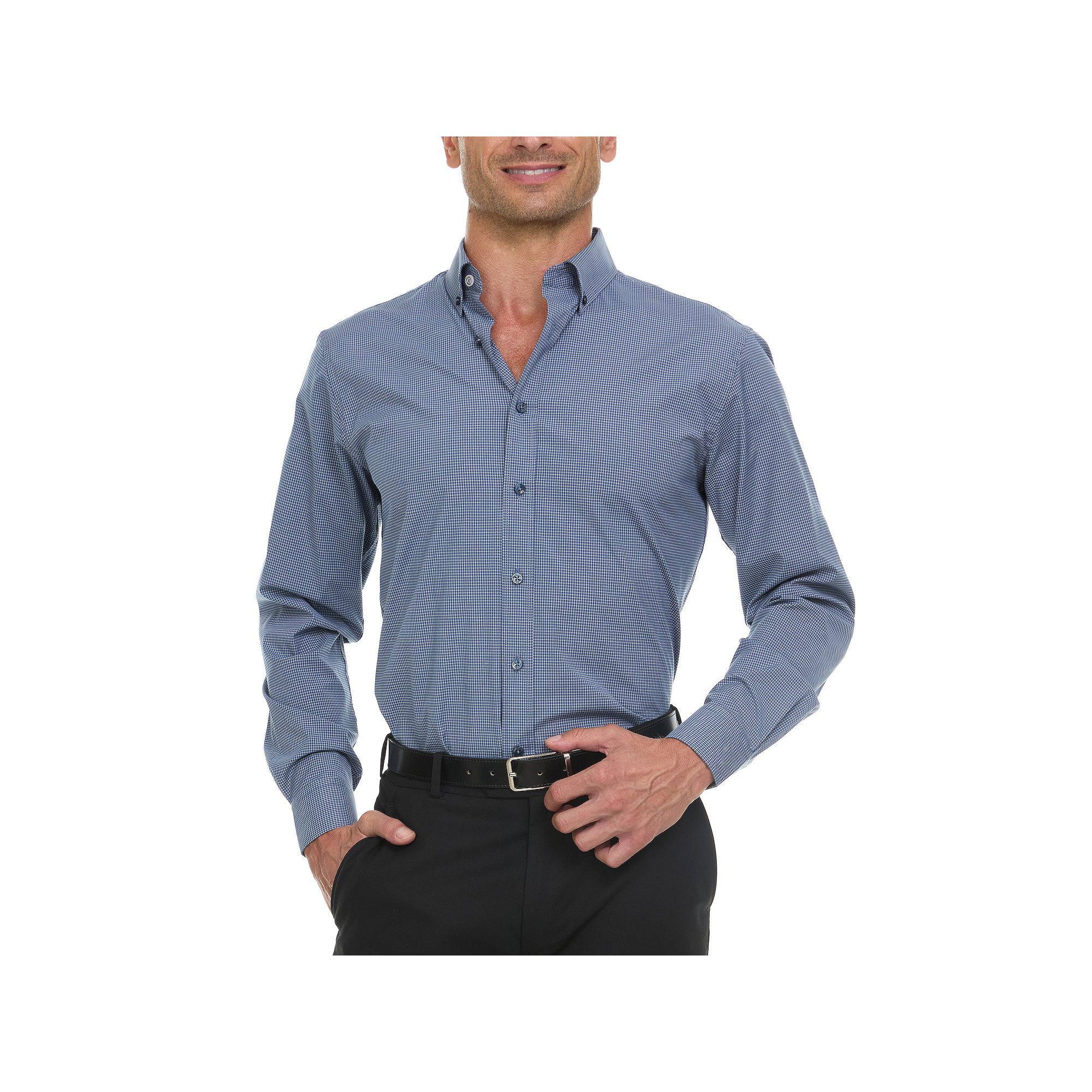 Mens Ben Sherman Slim-Fit Dress Shirt, Size: XL-34/35, Navy White Micro Ch