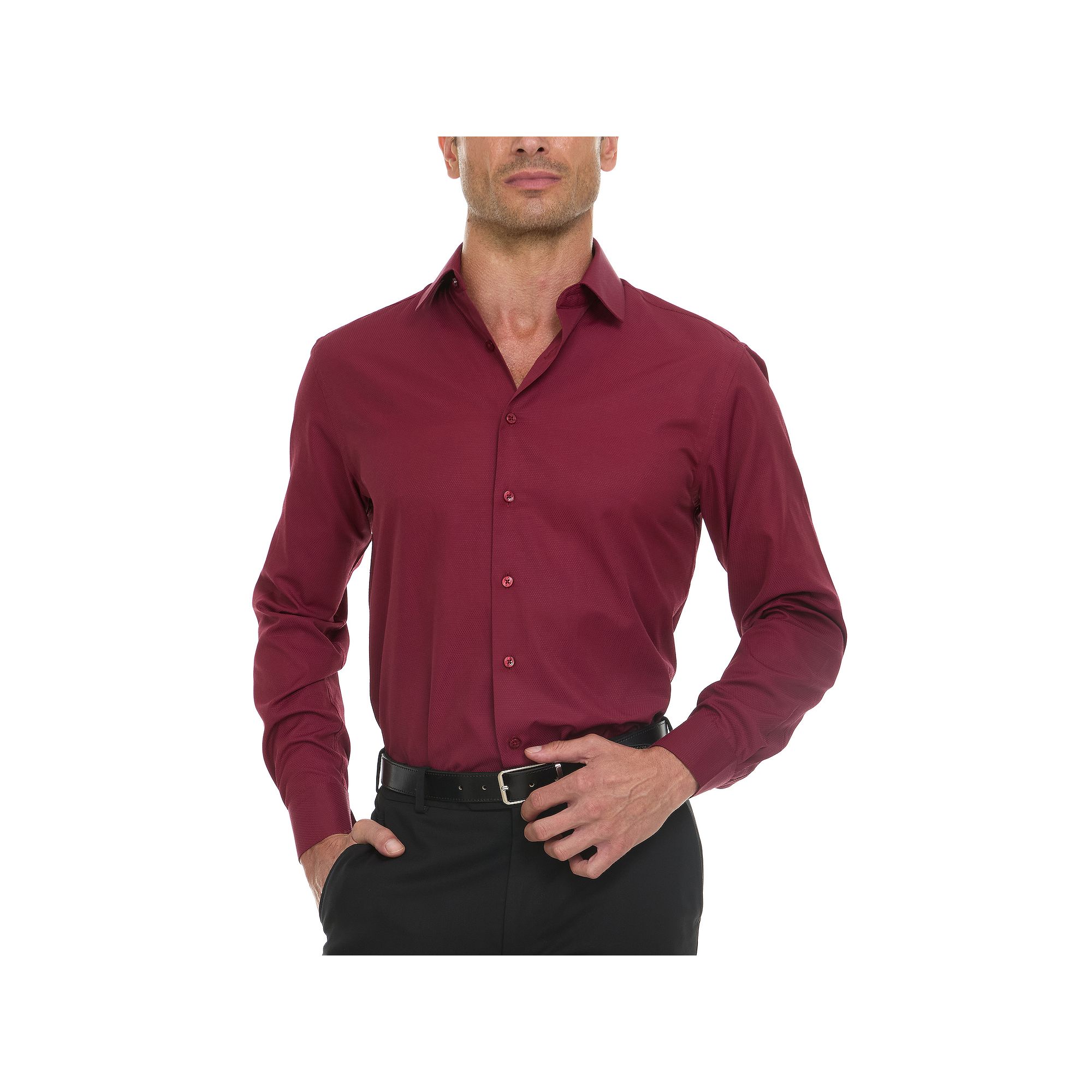 Mens Ben Sherman Slim-Fit Dress Shirt, Size: XL-34/35, Red Teardrop Dobby