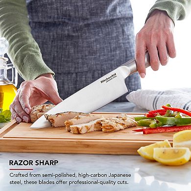 KitchenAid Black Gourmet Knife Block 14-piece Set with Built in Sharpener