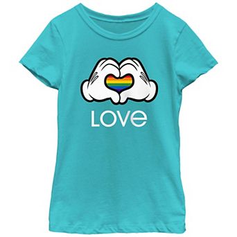 Disney's Mickey Mouse Girls 7-16 Rainbow Heart Love Graphic Tee