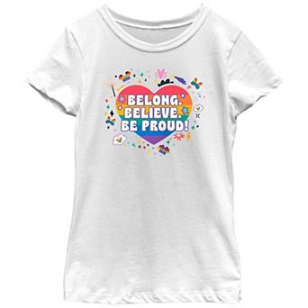 Disney's Mickey Mouse Girls 7-16 Belong Believe Be Proud Graphic Tee