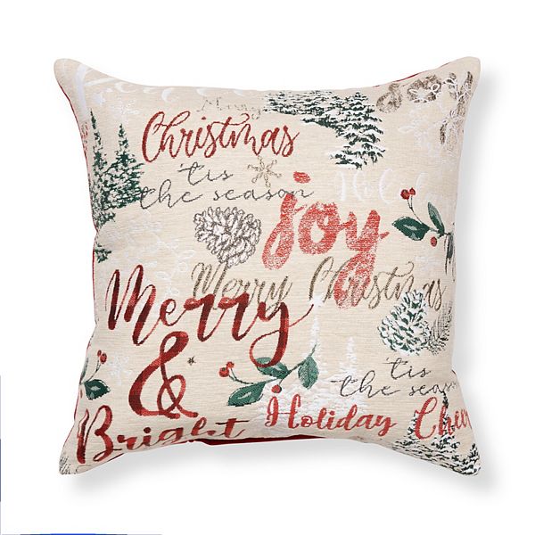 St. Nicholas Square® Tan Christmas Sentiment Throw Pillow - Tan