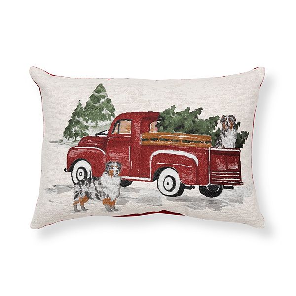 St. Nicholas Square® White Truck Tapestry Throw Pillow - Ivory