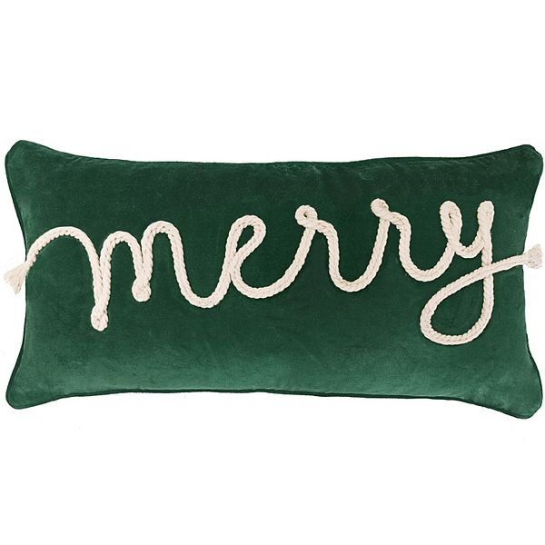 St. Nicholas Square® Green "Merry" Throw Pillow - Green