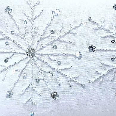 St. Nicholas Square Ivory Beaded Snowflake Throw Pillow