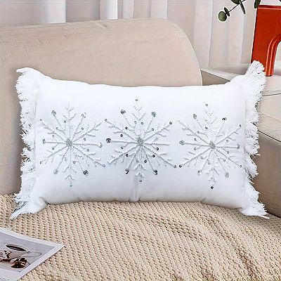 Beaded snowflake pillow hotsell