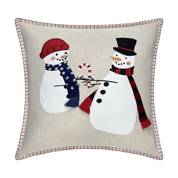 St. Nicholas Square® Linen Snowman Friends Throw Pillow - Linen