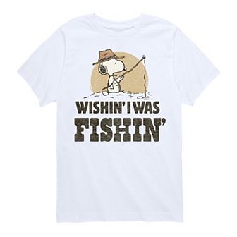Boys 8-20 Peanuts Wishin' I Was Fishin' Graphic Tee