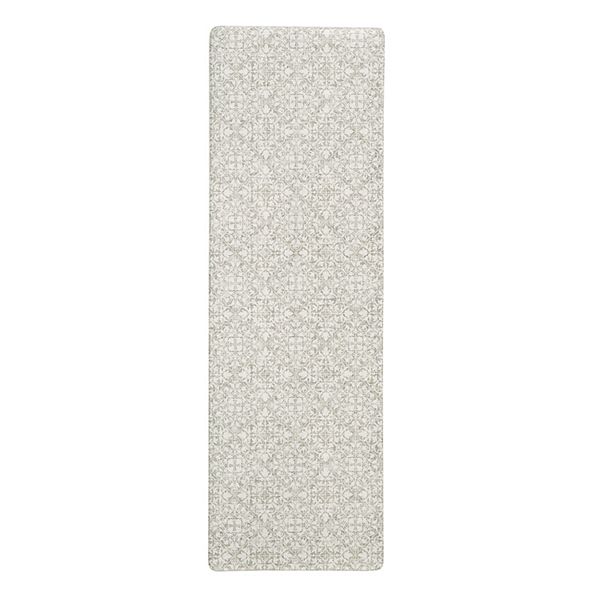 TOWN & COUNTRY BASICS Comfort Plus Vintage Medallion Tile Anti Fatigue Comfort Mat, Kitchen Mat, Standing Desk Mat, Dorm Room Rug, Non-Slip Backing, Grey, 18"x39"