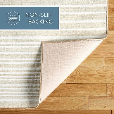 Town & Country Basics Layne Modern Stripe Everwash™ Washable Area Rug with Non-Slip Backing