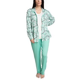 Women's Hanes® Everyday Wear 3 pc Long Sleeve Zip-Up Sweater, T-Shirt & Pants Set in Regular & Plus Size