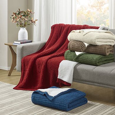 Madison Park Rowan Waffle Knit Chenille Throw