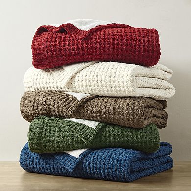 Madison Park Rowan Waffle Knit Chenille Throw