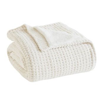 Madison Park Rowan Waffle Knit Chenille Throw Blanket