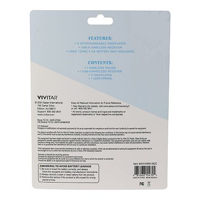 Vivitar Wireless Mouse with 3 Swappable Faceplates