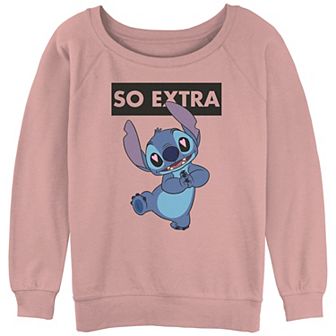 Disney's Lilo & Stitch Juniors' So Extra Stitch Slouchy Terry Graphic Pullover