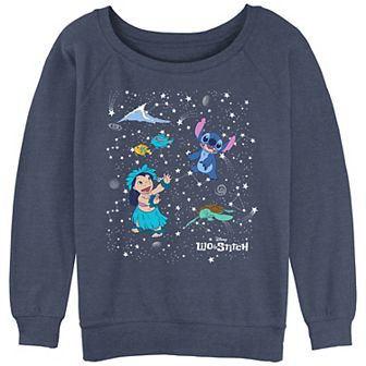 Disney's Lilo & Stitch Juniors' Constellation Party Slouchy Terry Graphic Pullover