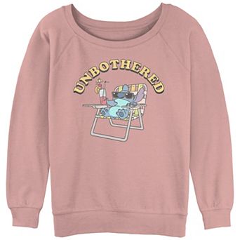 Disney's Lilo & Stitch Juniors' Unbothered Stitch Slouchy Terry Graphic Pullover