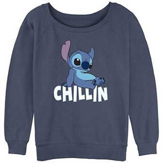 Disney's Lilo & Stitch Juniors' Chillin' Stitch Slouchy Terry Graphic Pullover