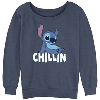 Disney's Lilo & Stitch Juniors' Chillin' Stitch Slouchy Terry Graphic Pullover