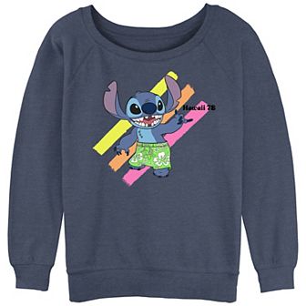 Disney's Lilo & Stitch Juniors' Shaka Wave Stitch Slouchy Terry Graphic Pullover