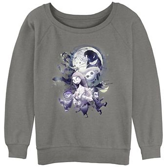 Disney's The Nightmare Before Christmas Juniors' Glowy Full Moon Slouchy Terry Graphic Pullover