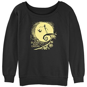 Disney's The Nightmare Before Christmas Juniors' Jack And Zero At Night Slouchy Terry Graphic Pullover