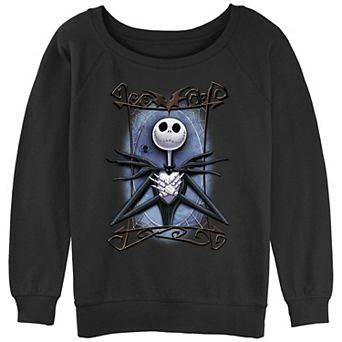 Disney's The Nightmare Before Christmas Juniors' Jack Spooky Frame Slouchy Terry Graphic Pullover