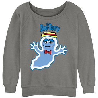 Juniors' Boo Berry Unexcited Poster Slouchy Terry Graphic Pullover