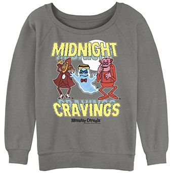 Juniors' Monster Cereals Midnight Cravings Slouchy Terry Graphic Pullover