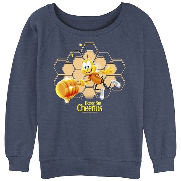 Juniors' Cheerios Honey Nut Logo Slouchy Terry Graphic Pullover