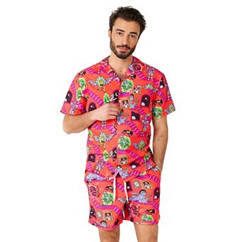 Men's OppoSuits Rick & Morty™ Surreal Summer Short Sleeve Button Down Shirt & Shorts Set