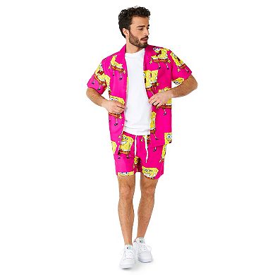 Men's OppoSuits SpongeBob SquarePants Pink Short Sleeve Button Down Shirt & Shorts Set