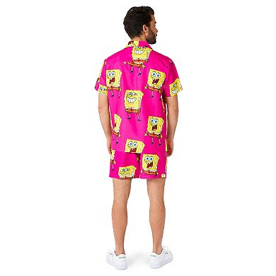Men's OppoSuits SpongeBob SquarePants Pink Short Sleeve Button Down Shirt & Shorts Set