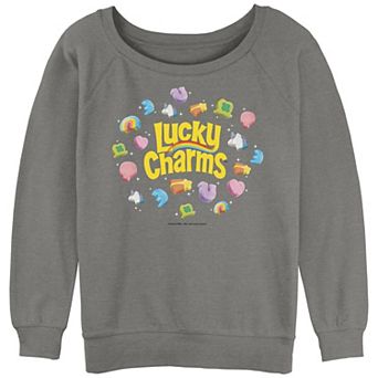 Juniors' Lucky Charms Marshmallows Slouchy Terry Graphic Pullover