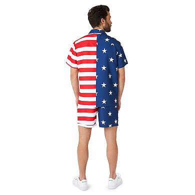 Men's OppoSuits American Flag McSummer Short Sleeve Button Down Shirt & Shorts Set