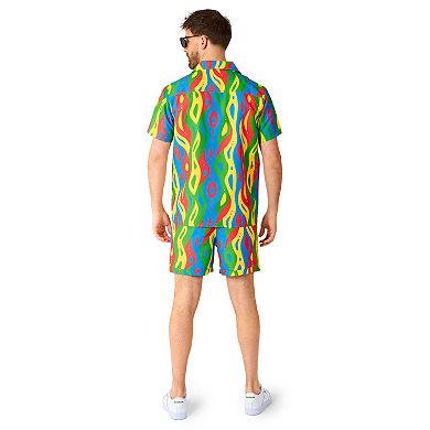 Men's OppoSuits Loopy Lines Print Short Sleeve Button Down Shirt & Shorts Set