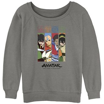Juniors' Avatar The Last Airbender Characters Banners Slouchy Terry Graphic Pullover