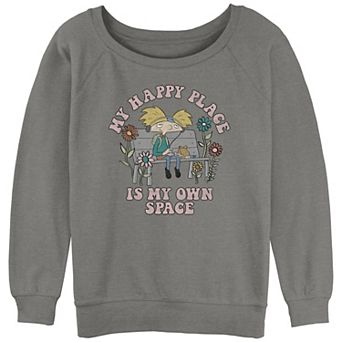 Juniors' Hey Arnold My Happy Place Is My Own Place Slouchy Terry Graphic Pullover
