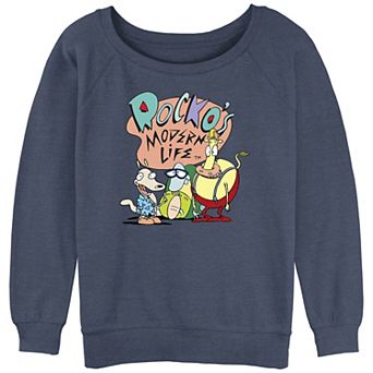 Juniors' Rocko's Modern Life Logo Slouchy Terry Graphic Pullover