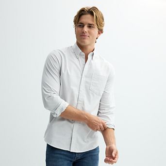 Men's Sonoma Goods For Life® Long Sleeve Slim Fit Perfect Length Button-Down Shirt