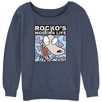 Juniors' Rocko's Modern Life Crazy Face Slouchy Terry Graphic Pullover