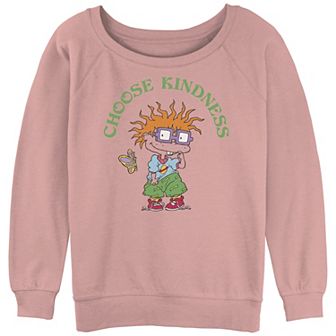 Juniors' Rugrats Choose Kindness Slouchy Terry Graphic Pullover