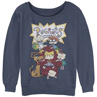 Juniors' Rugrats Couch Portrait Slouchy Terry Graphic Pullover