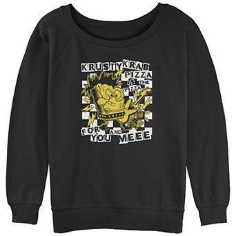 Juniors' SpongeBob SquarePants Krusty Krab Pizza Is The Pizza Slouchy Terry Graphic Pullover