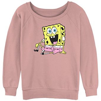 Juniors' SpongeBob SquarePants Model Pose Slouchy Terry Graphic Pullover