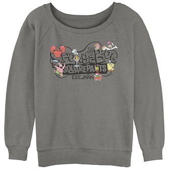 Juniors' SpongeBob SquarePants Title Logo Est. 1999 Slouchy Terry Graphic Pullover