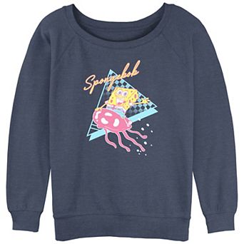 Juniors' SpongeBob SquarePants Riding Jellyfish Slouchy Terry Graphic Pullover